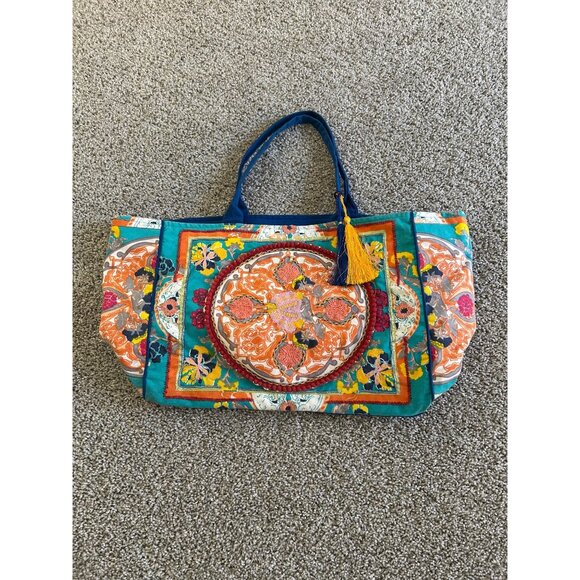 Debbie Katz Boho Floral Tote Bag With Tassel Accent By Debbie Katz - Picture 12 of 12